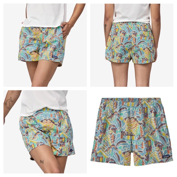 Patagonia Funhoggers 4” Baggies Shorts Women's Small Thriving Planet/Lago - Picture 1 of 6